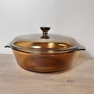 Vintage Pyrex Vision Amber Glass 1.5 Qt Covered Casserole Dish 624-C Made USA‎
